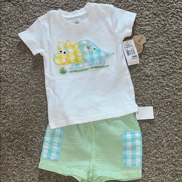 Baby Essentials White and Green Dinosaur Matching Set - Picture 2 of 7